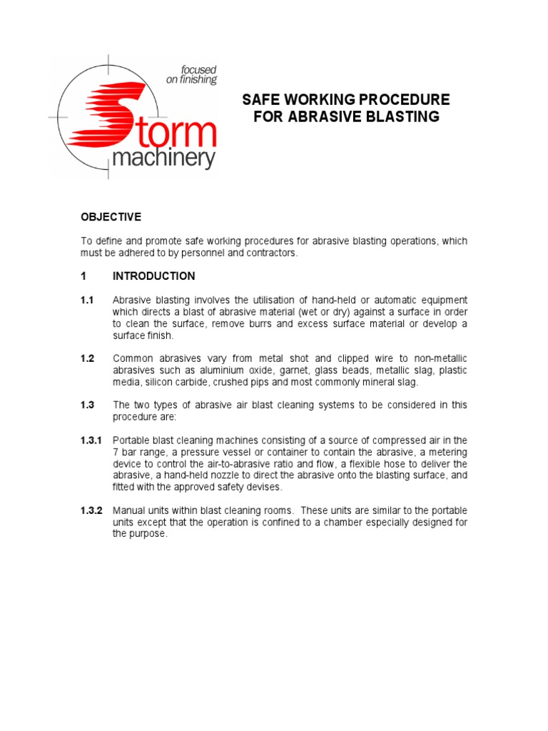 Abrasive Blasting Safety Procedures | PDF | Abrasive | Dust