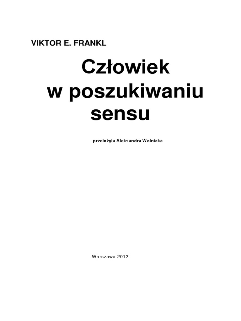 Viktor Frankl Człowiek W Poszukiwaniu Sensu Pdf