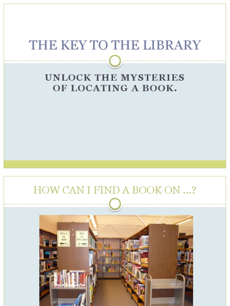 The Key To The Library | PDF | Books | Libraries