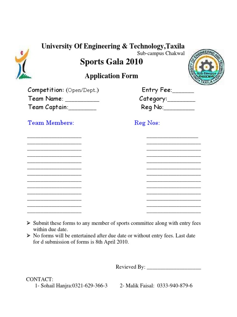 Sports Gala 2010 Application Form | PDF