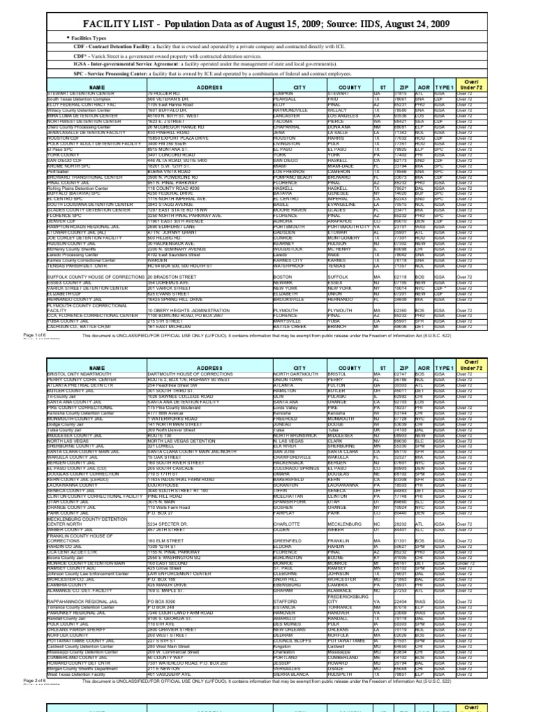 List of ICE Detention Facilities | PDF | Crimes | U.S. Immigration And  Customs Enforcement