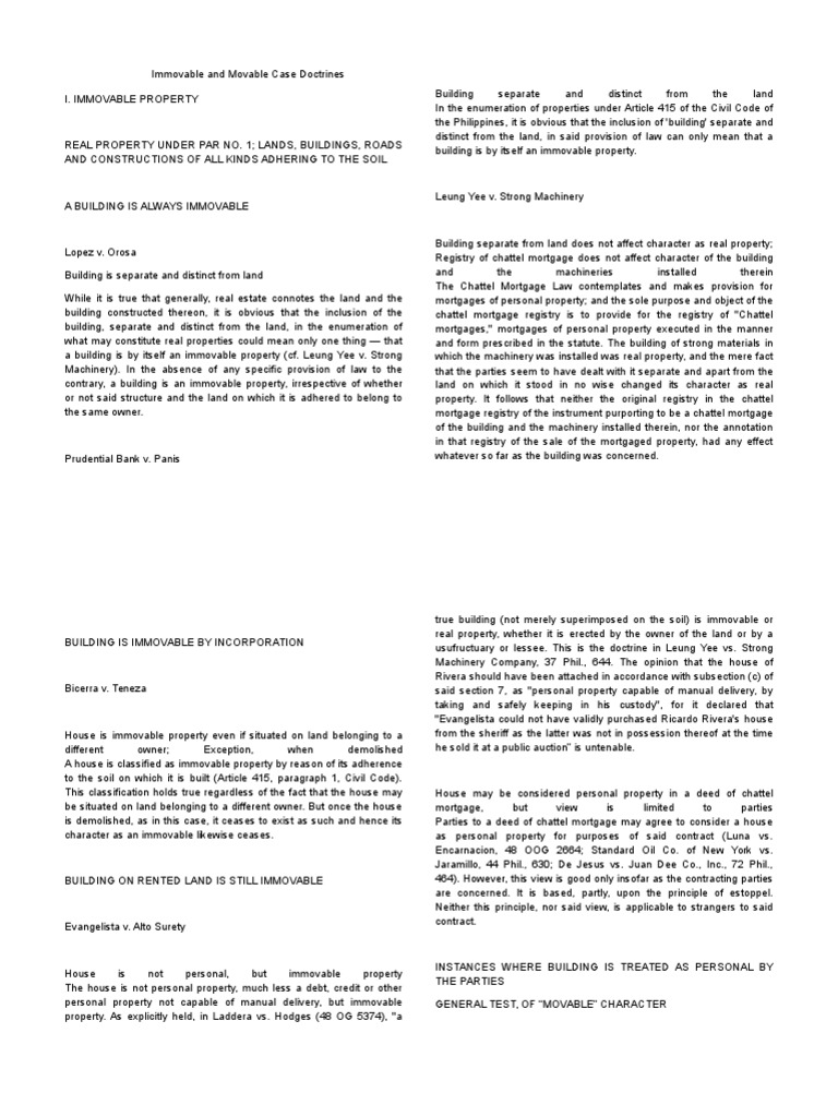 Property Case Doctrines PDF Property Mortgage Law