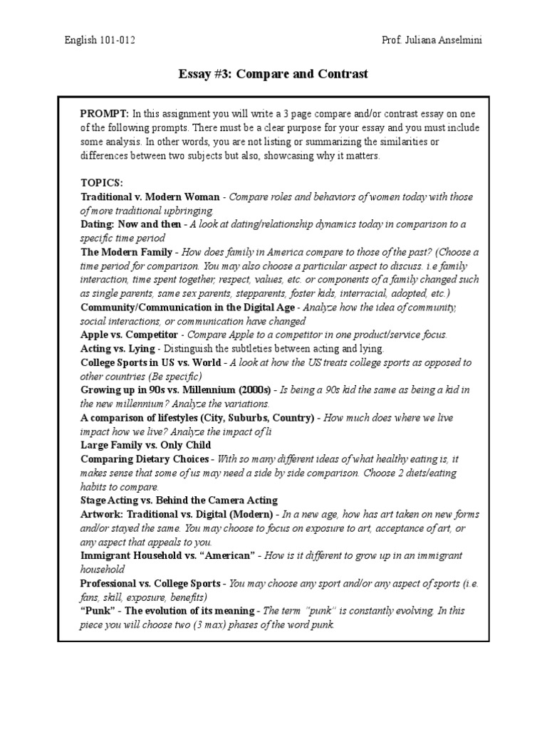 how do i write a compare and contrast essay