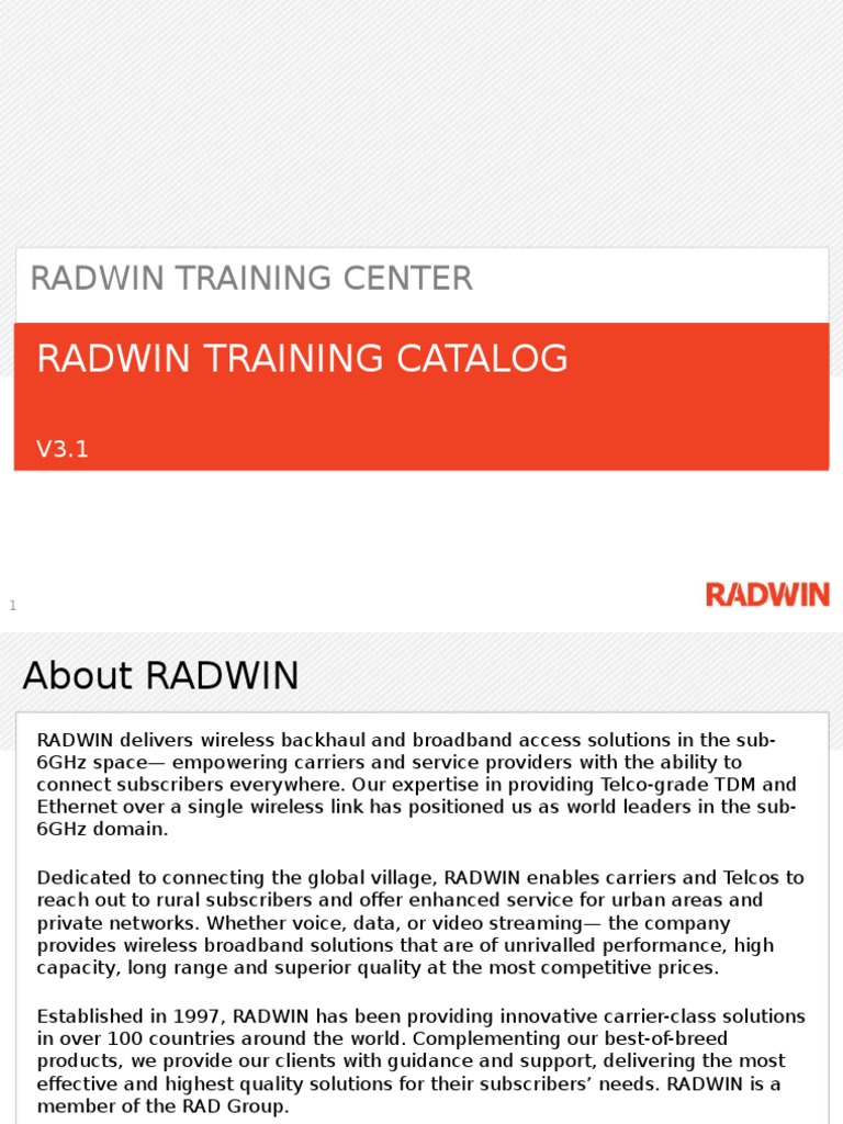 RADWIN Training Catalog Overview | PDF | Internet Access | Test ...