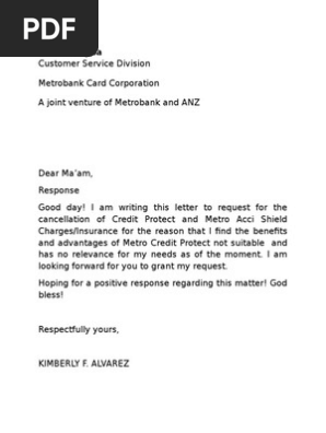 Letter Of Cancellation Pdf Credit Card Financial Services