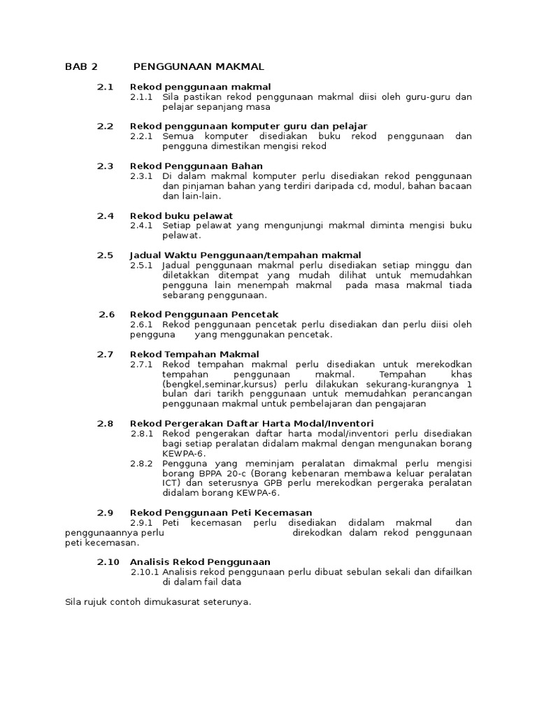 Rekod Penggunaan Makmal | PDF
