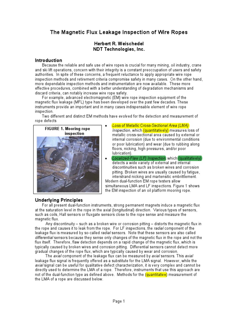 Mfl For Wire Ropes Pdf Wear Rope