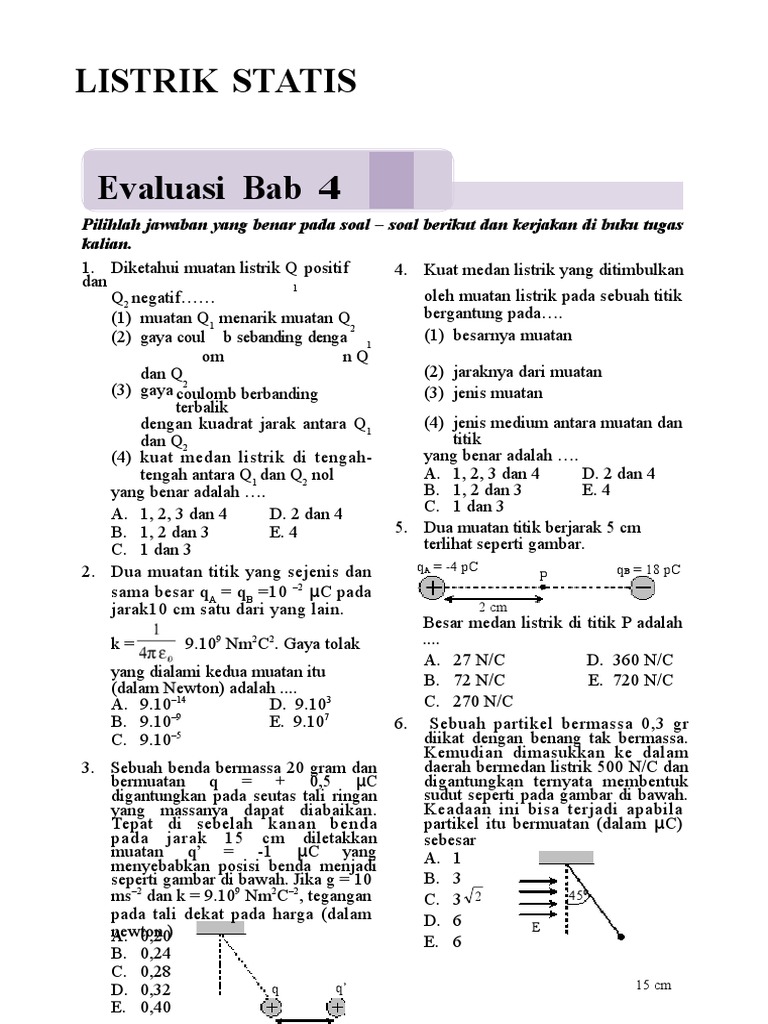 Soal Ulangan Harian Fisika SMA Kelas 12 Bab Listrik Statis | PDF
