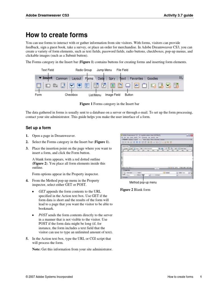How to Create Forms in Adobe Dreamweaver CS3 | Button (Computing) | Menu  (Computing)
