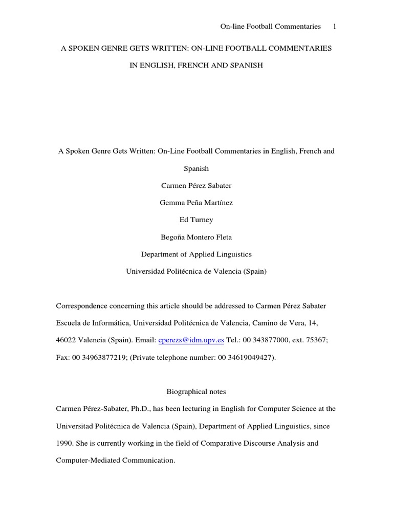 Online Football Commentaries | PDF | Sentence (Linguistics) | Letter Case
