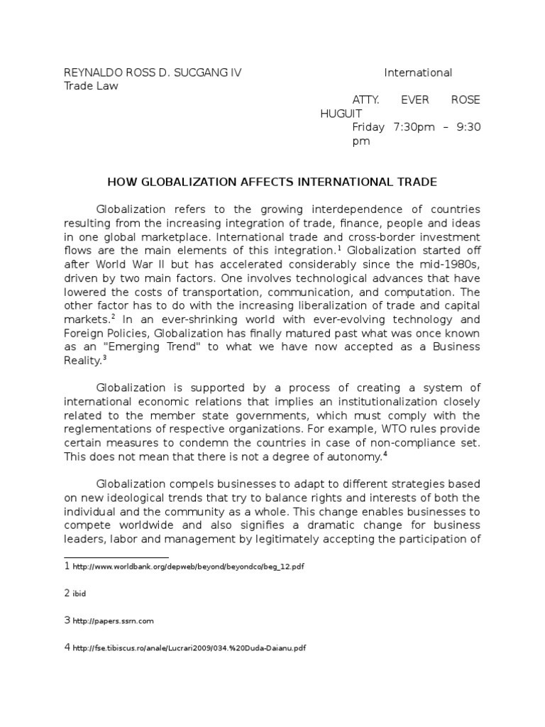 Impact of Globalization on Trade | PDF | Globalization | Recession