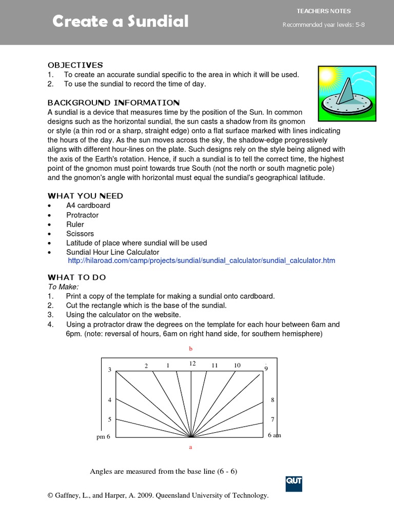 Create Sundial Teacher Worksheet Sun Solar System