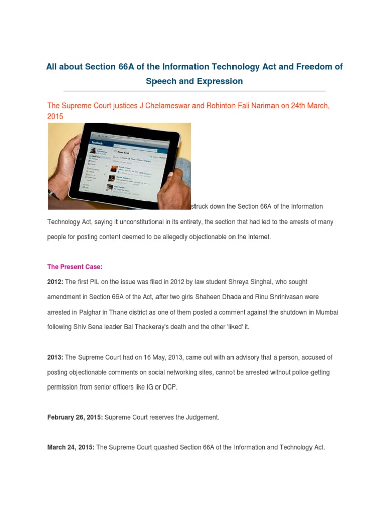 Section 66A IT Act: Unconstitutional Ruling | PDF | Egalitarianism | Rights