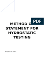 Method of Statement For Hydrostatic Testing