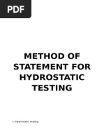 Method of Statement For Hydrostatic Testing