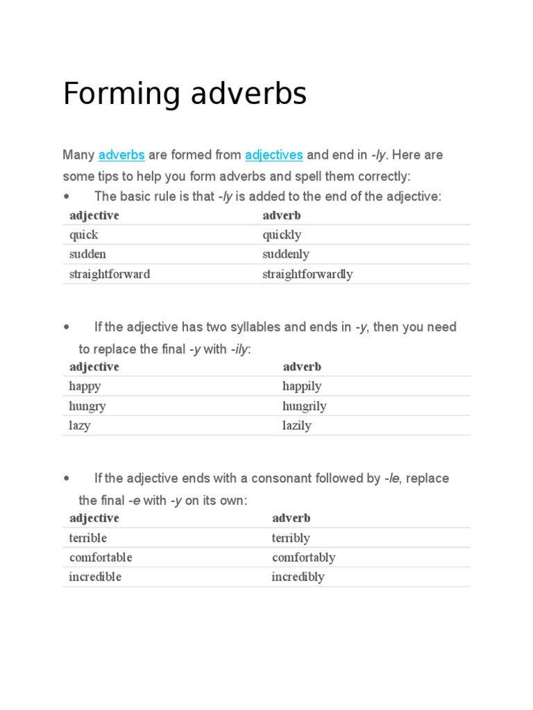 Forming Adverbs from Adjectives | PDF