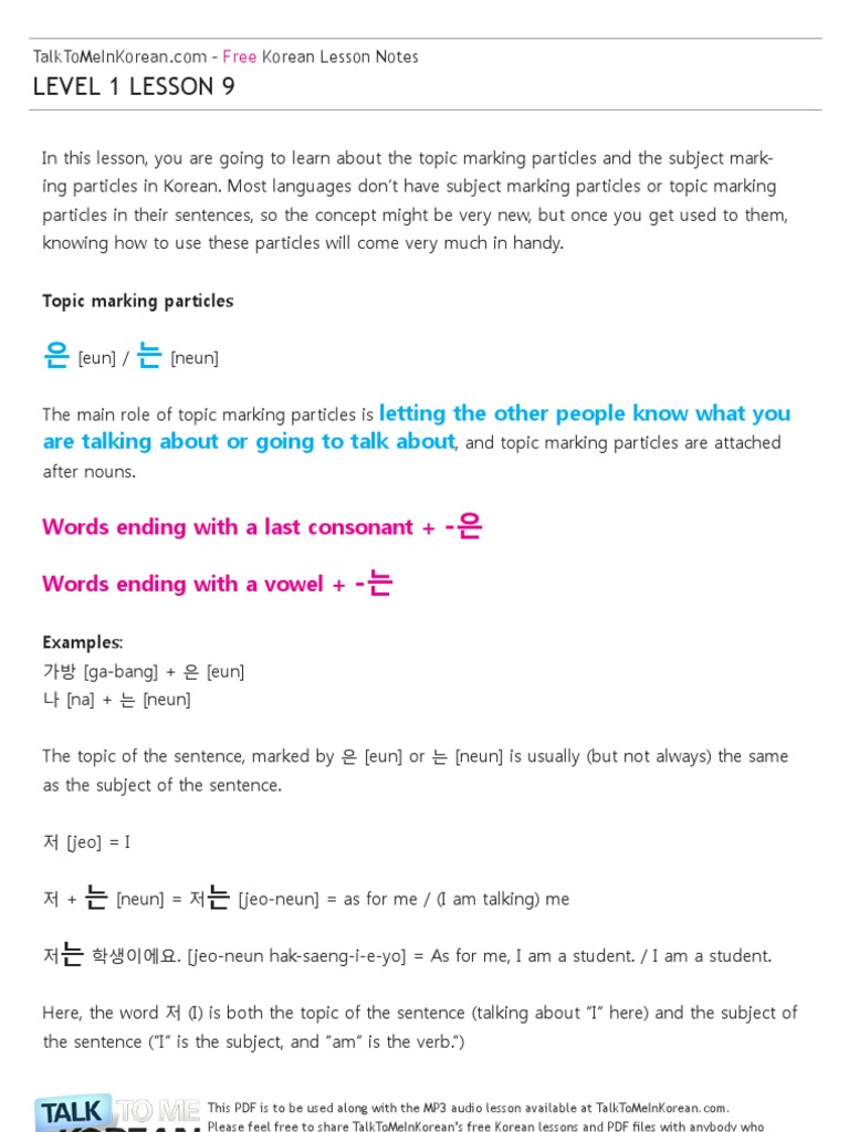 Talk To Me In Korean Level 1 Lesson 5