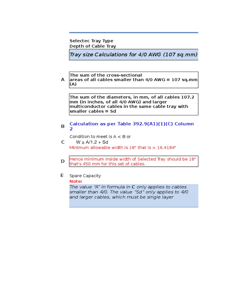 Cable Tray Sizing per NEC 392.9 | PDF