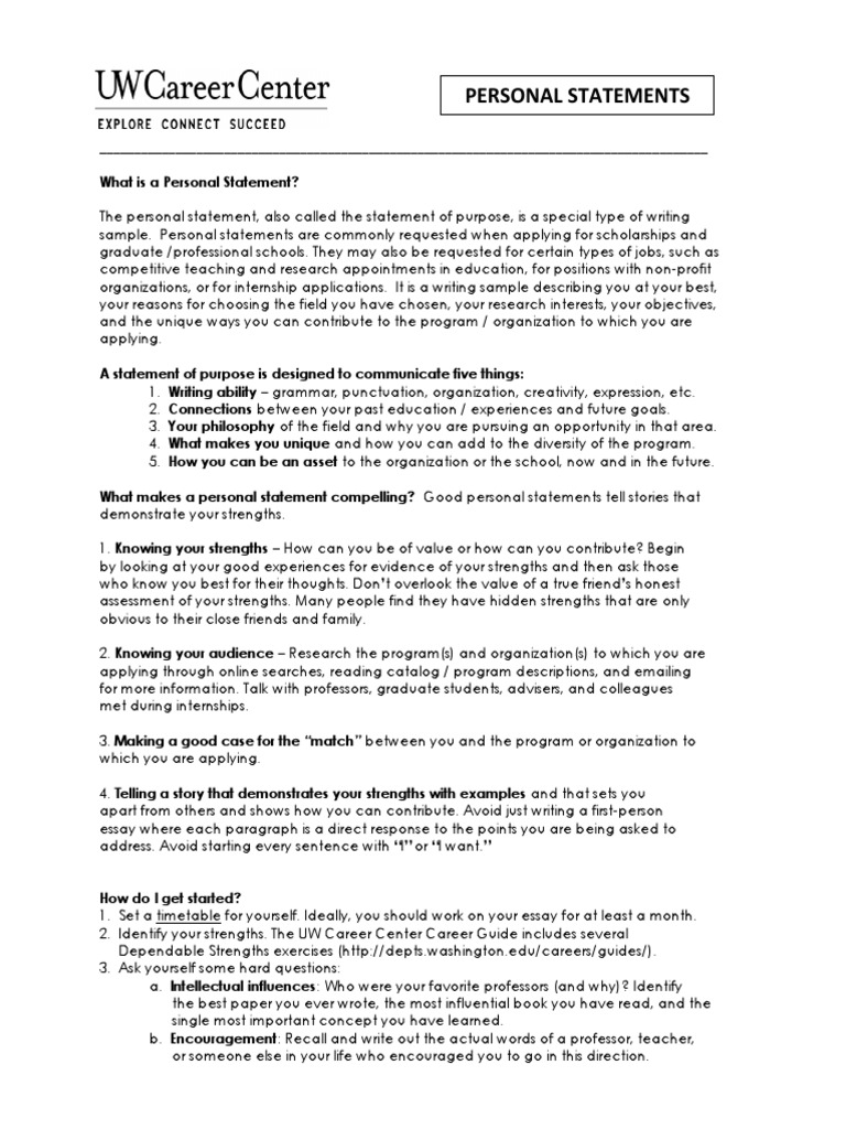 What Is A Personal Statement | PDF | Essays | Creative Writing