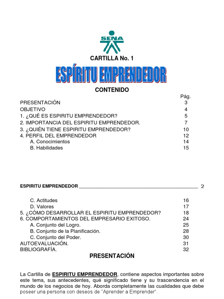 Definición y Desarrollo del Espíritu Emprendedor | PDF | Creatividad ...