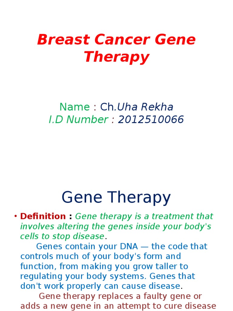 Breast Cancer Gene Therapy Overview | PDF | Breast Cancer | Mammography