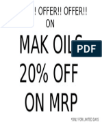 Mak Oils 20% OFF On MRP: Offer!! Offer!! Offer!! ON