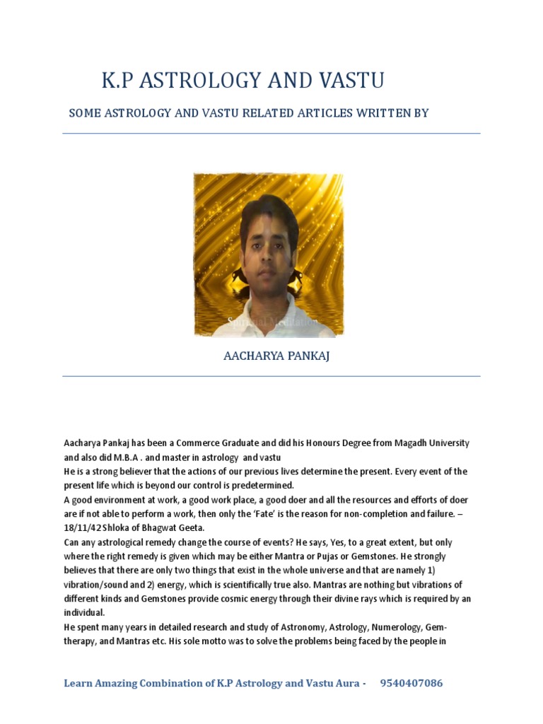 Combination of K.P Astrology and Vastu Aura PDF