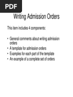 Admission Orders