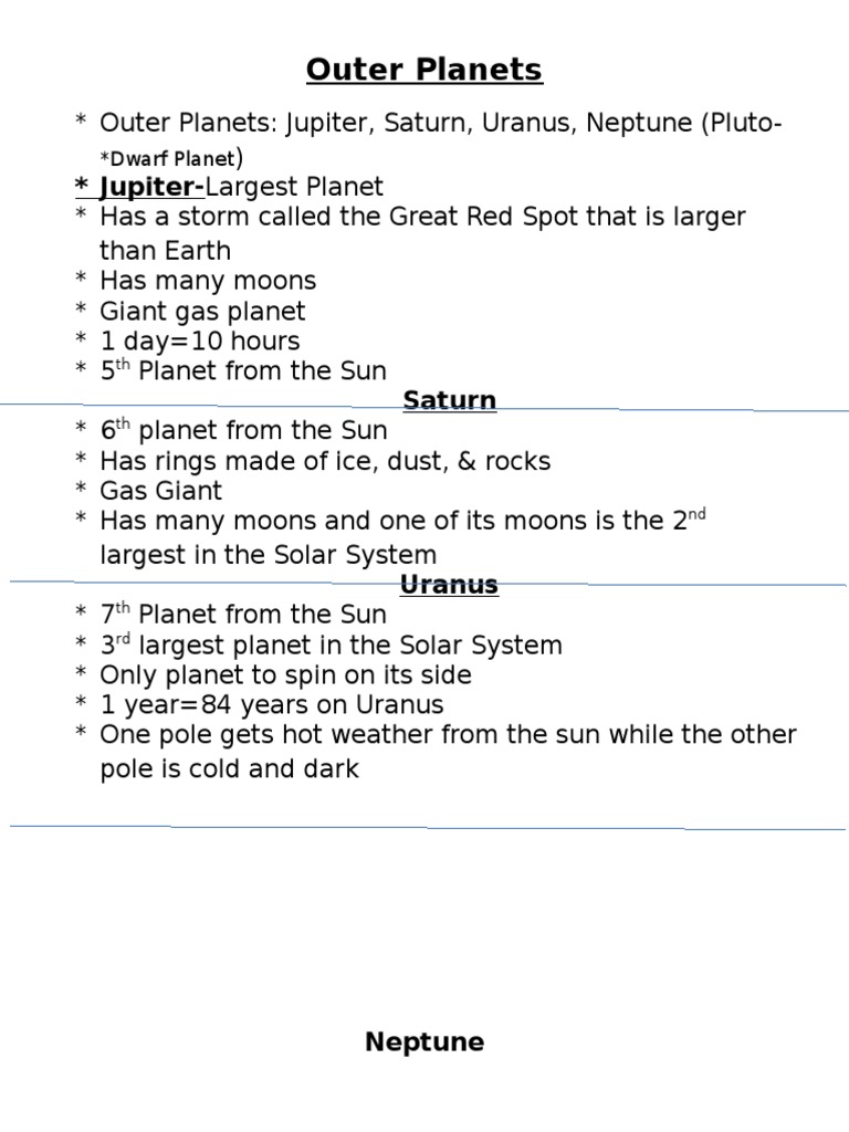 Overview of Outer Planets in Solar System | PDF | Travel | Science ...