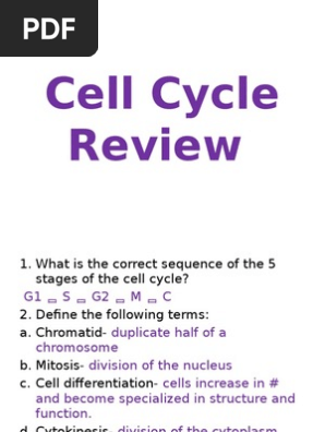 Cell Cycle Review Mitosis Meiosis