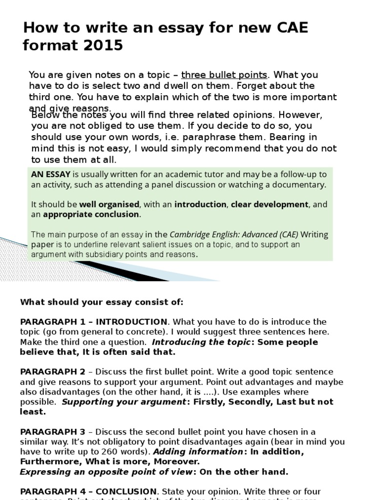CAE Essay Writing Guide and Tips | PDF | Ellipsis | Essays