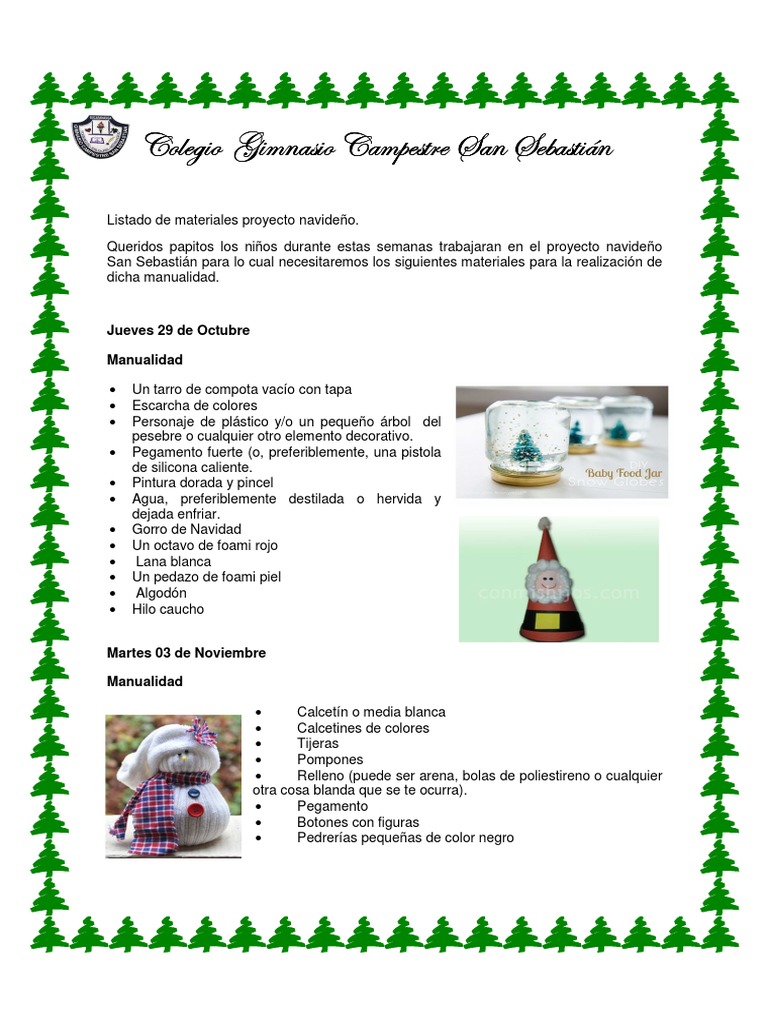 Materiales para Proyecto Navideño | PDF