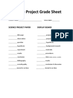 Science Project Grade Sheet