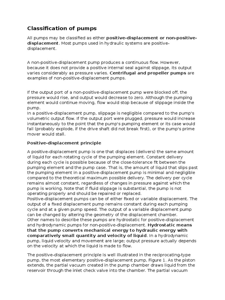 Classification of Pumps PDF Pump Gear