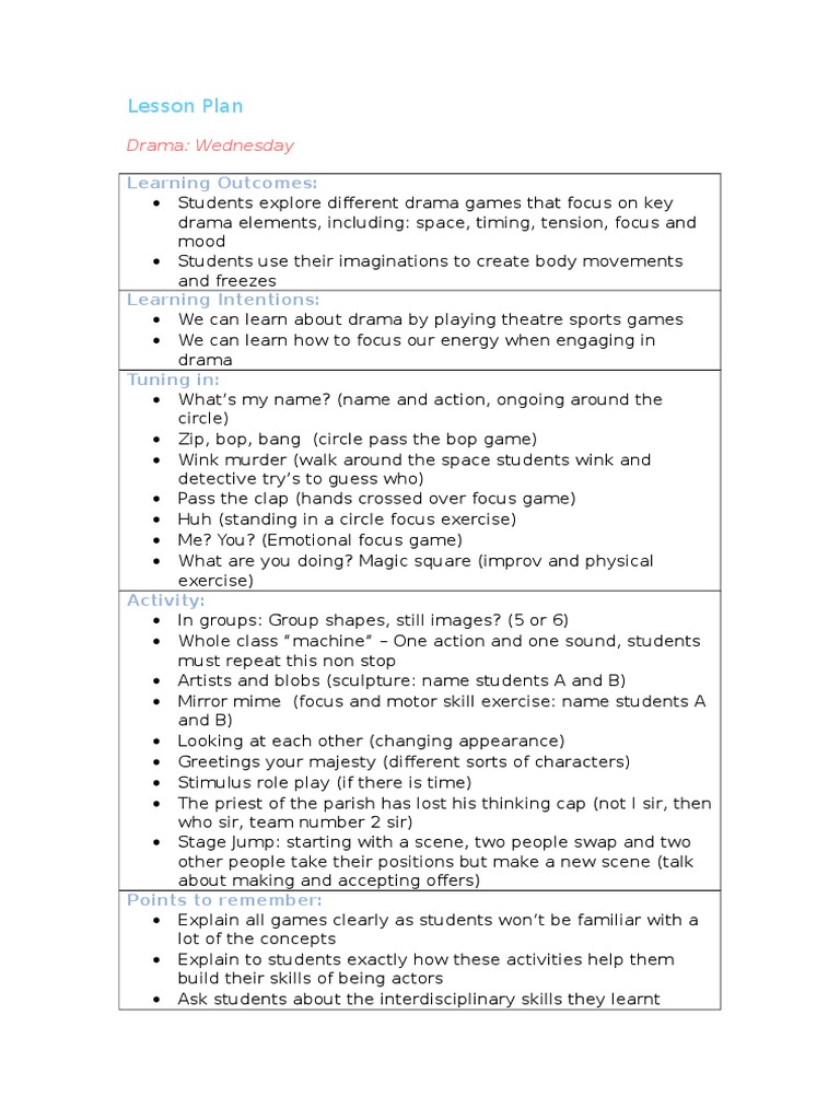 Lesson Plan: Learning Outcomes | PDF