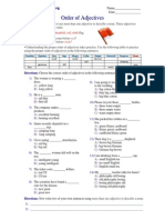 Order of Adjectives Printable