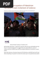 PA Israel's Occupation of Palestinian Territory Is Main Incitement of Violence