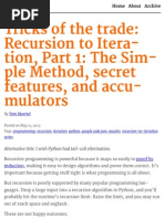 Tricks of the Trade - Recursion to Iteration
