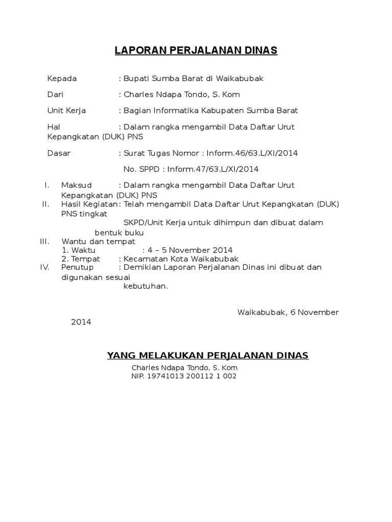 Laporan Perjalanan Dinas
