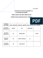 Mid Term Time Table (Term 5)