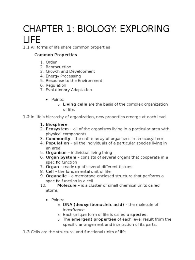 Chapter 1: Biology: Exploring Life | PDF | Life | Cell (Biology)