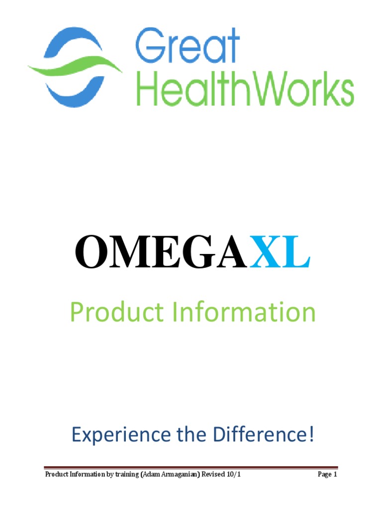 1.Omega XL Approved product info.pdf Omega 3 Fatty Acid Arthritis