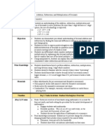 Lesson Plan - Addition Subtraction and Multiplication of Decimals