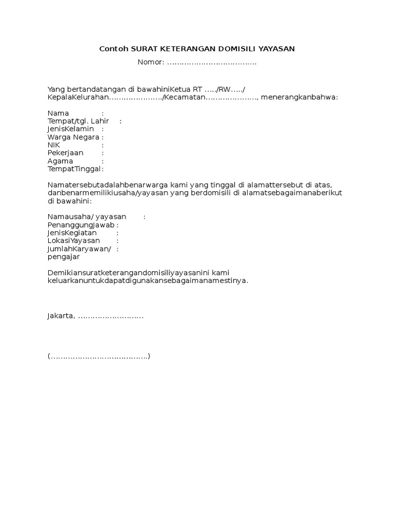 Contoh Surat Keterangan Domisili Dari Rt Doc Suratsuratxyz