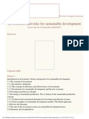 Investments and Risks For Sustainable Development - Curs ASE