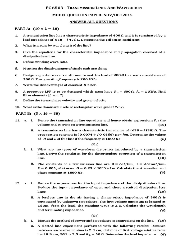 EC 6503 - T L A W: Model Question Paper-Nov/Dec 2015 Answer All ...