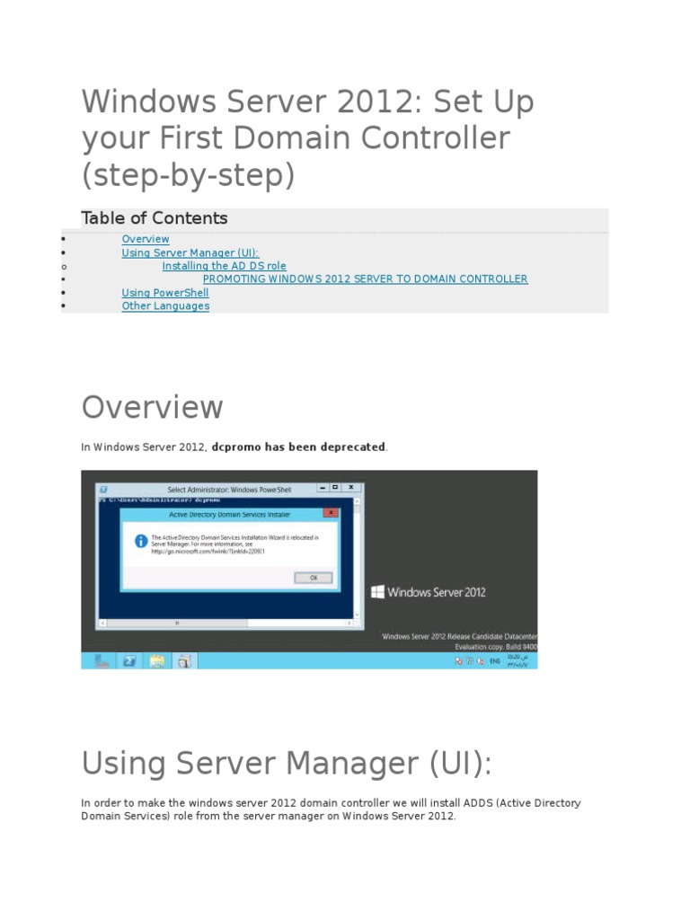 Active Directory Setup in Windows Server 2012 | PDF | Active Directory ...