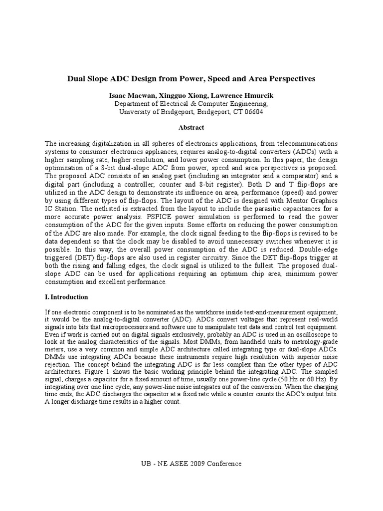 Dual Slope ADC Design PDF Analog To Digital Converter Electronic