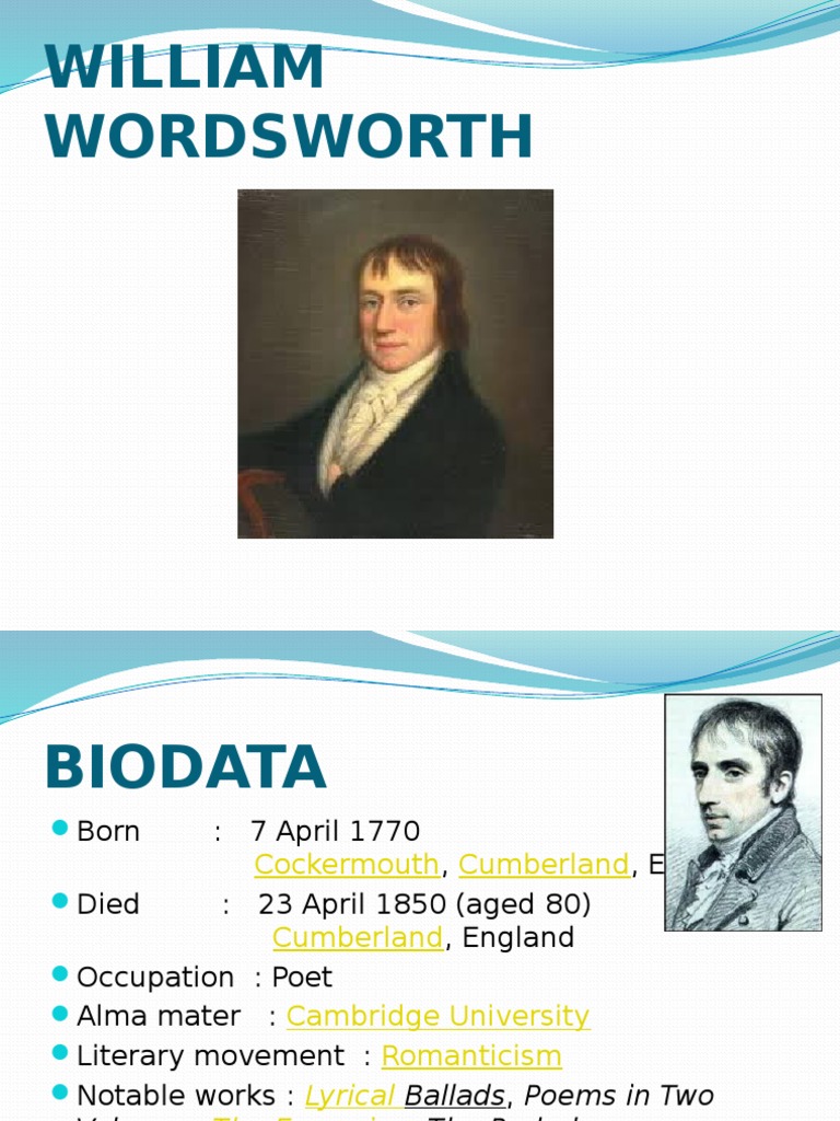 William Wordsworth: Romantic Poet Bio | PDF