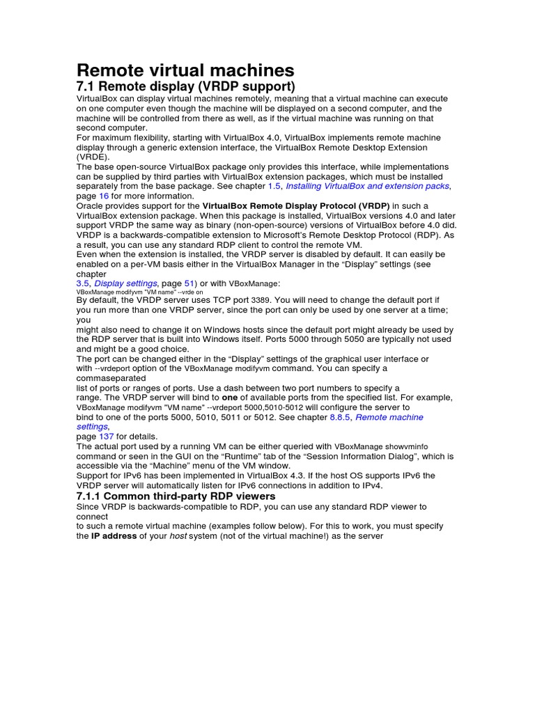 Remote Virtual Machine PDF System Software Communications Protocols